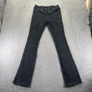 Valabasas Jeans Mens 29x36 Black Cotton Denim Bootcut Slim Button Fly Stretch